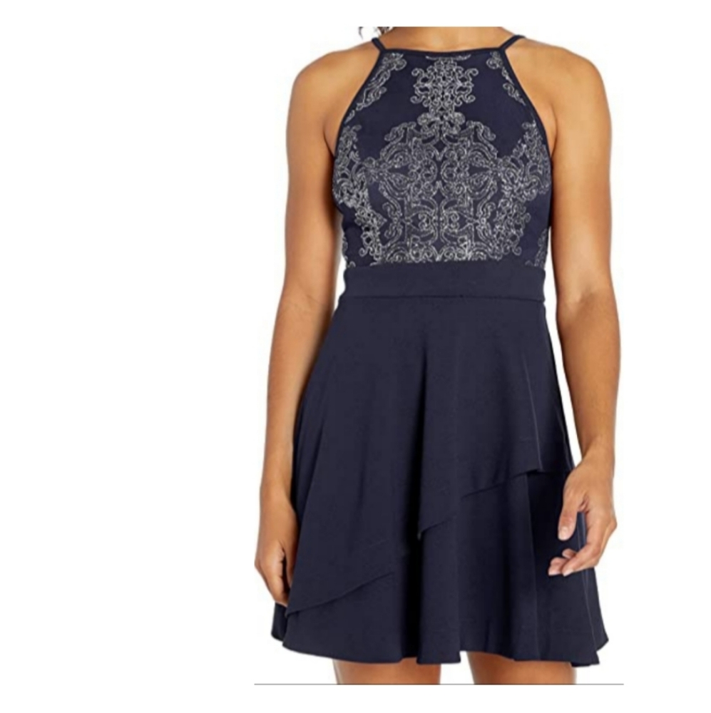 Speechless Women's Caviar Fit And Flare Party Dres